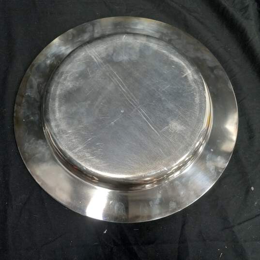 Vintage Reed & Barton Round Silverplated Tray w/ Etched Glass Insert image number 5