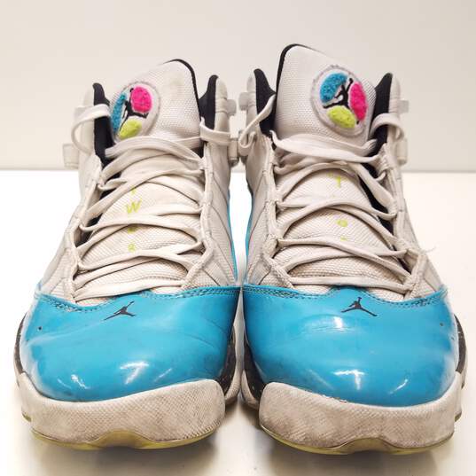 Air Jordan 6 Rings Blue Fury Cyber Pink Athletic Shoes Men's Size 10.5 image number 4