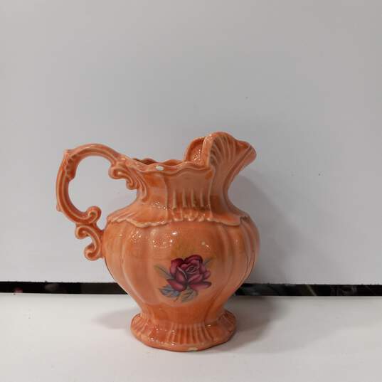 Vintage Arner's Peach Tone Ceramic Pitcher image number 2