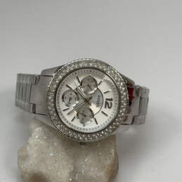 Designer Fossil Stella ES3588 Silver-Tone Rhinestone Analog Wristwatch