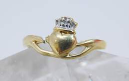 10K Yellow Gold Irish Claddagh Diamond Accent Toe Ring 1.2g