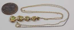 14K Yellow Gold Peridot Diamond Accent Spiral Pendant Necklace 3.2g alternative image