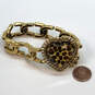 Designer Betsey Johnson Animal Print Gold Tone Heart Chain Bracelet 48.9g image number 2