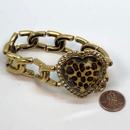 Designer Betsey Johnson Animal Print Gold Tone Heart Chain Bracelet 48.9g alternative image