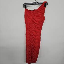 Red One Shoulder Bodycon Ruched Dress alternative image