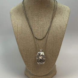 Designer Brighton Silver-Tone Double Strand Swirl Pendant Necklace