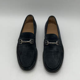 Mens Black Leather Moc Toe Fashionable Slip-On Loafer Shoes Size 8