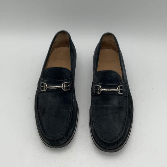 Mens Black Leather Moc Toe Fashionable Slip-On Loafer Shoes Size 8 image number 1