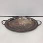 Silver Plated Oval Tray w/Engraved Floral Design image number 1