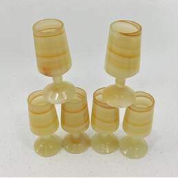 Set of 6 Mini Stone Marble Striped Wine Cups W/Trinket Barware Display alternative image
