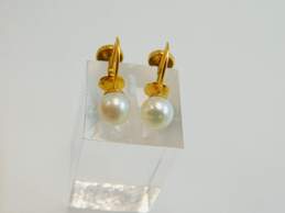 Vintage 10k Yellow Gold Pearl Screw Back Earrings 1.3g alternative image