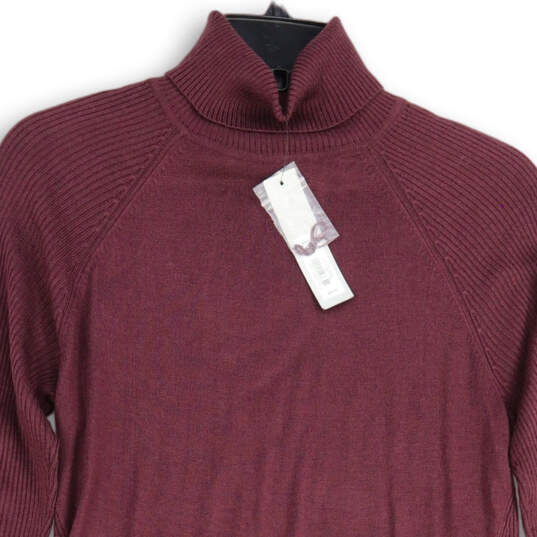 NWT Womens Burgundy Knitted Turtleneck Long Sleeve Pullover Sweater Size S image number 3
