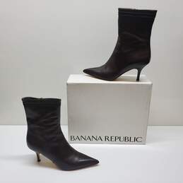 Banana Republic Leather Pointed Toe Ankle Boots Side Zip Heels Sz 7.5