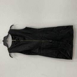 NWT Womens Black Leather Sleeveless Round Neck Back Zip Sheath Dress Size M alternative image