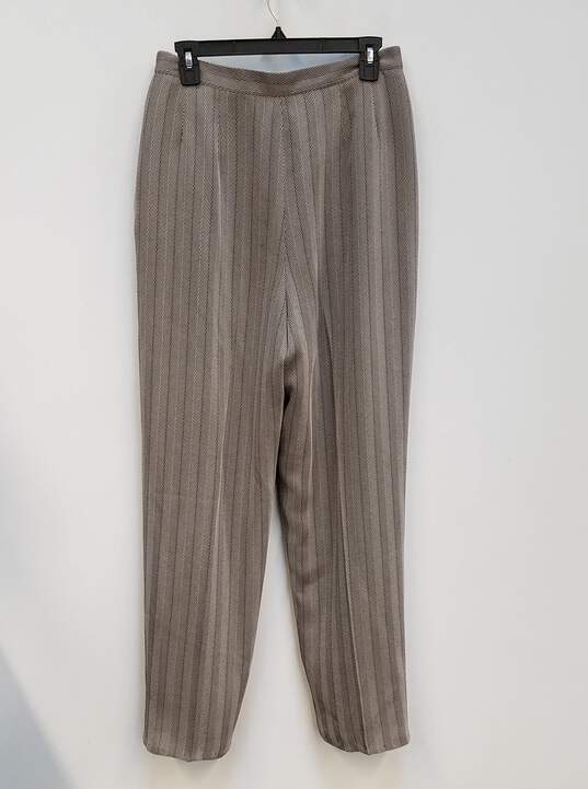 Buy the Christian Dior Womens Tan Herringbone Long Sleeve 2-Piece Pant Suit  Size 14