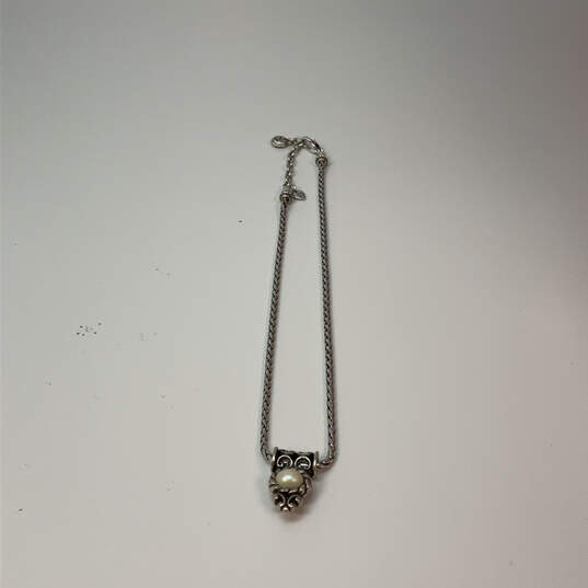 Designer Brighton Silver-Tone Faux Pearl Stone Reversible Pendant Necklace image number 3
