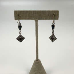 Designer P Locke Silver-Tone Hanging Square Shape Dangle Earrings alternative image