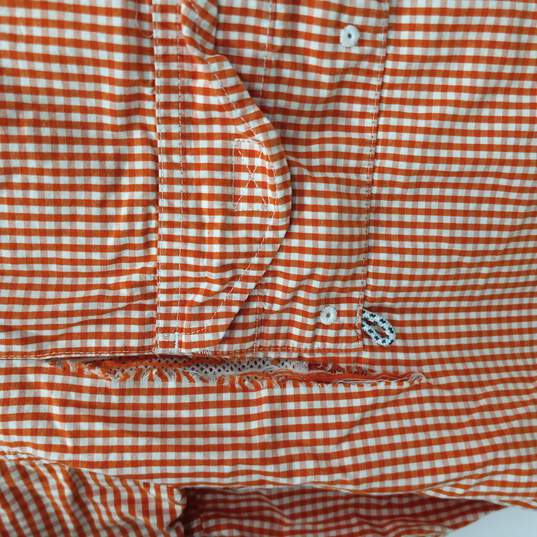 Men's PFG Super Bonehead Orange Checkered Shirt Size S image number 2