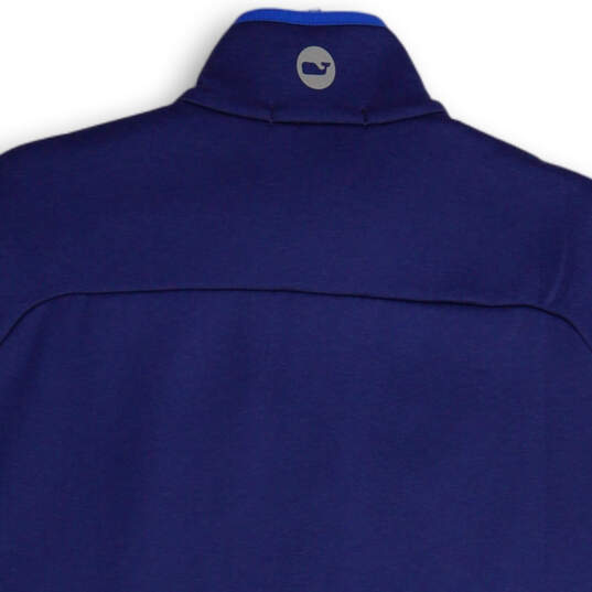 Mens Blue UBC Mock Neck Sleeveless Chest Pocket Full Zip Vest Size Medium image number 4