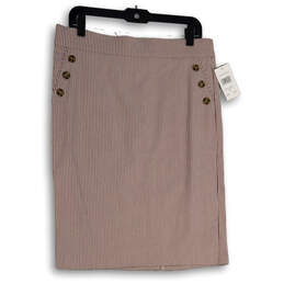 NWT Womens Red White Striped Slash Pocket Straight & Pencil Skirt Size L