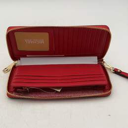 NWT Michael Kors Womens Brown Red Leather Monogram Zip-Around Wallet Clutch alternative image