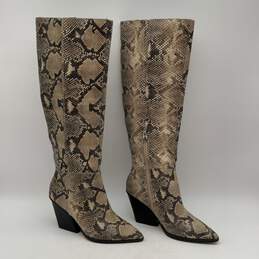 Dolce Vita Womens Beige Black Snakeskin Tall High Heel Knee High Boots Size 7.5
