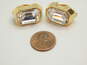 Vintage Joan Rivers Goldtone Clear Rhinestone Baguette Statement Clip On Earrings 22.9g image number 2