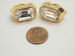 Vintage Joan Rivers Goldtone Clear Rhinestone Baguette Statement Clip On Earrings 22.9g alternative image