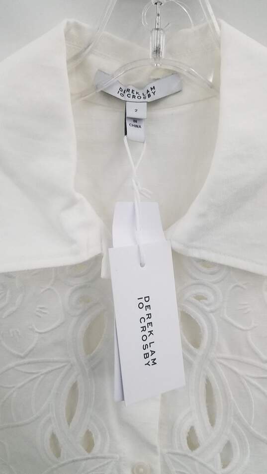 Derek Lam 10 Crosby Women's White Long Sleeve Collar Blouse Top Size 2 image number 2
