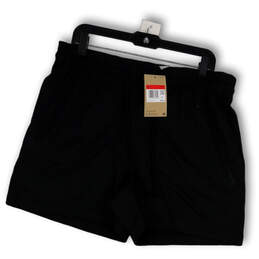 NWT Mens Black Flat Front Elastic Waist Yoga Athletic Shorts Size Large