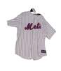 Mens White Mets Baseball Sports Short Sleeve Button Front Jersey Size XL image number 1