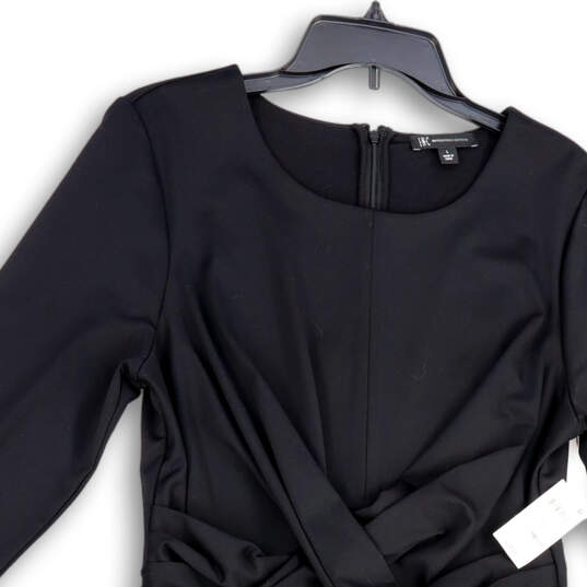 NWT Womens Black Long Sleeve Twist Front Back Zip Sheath Dress Size L image number 3