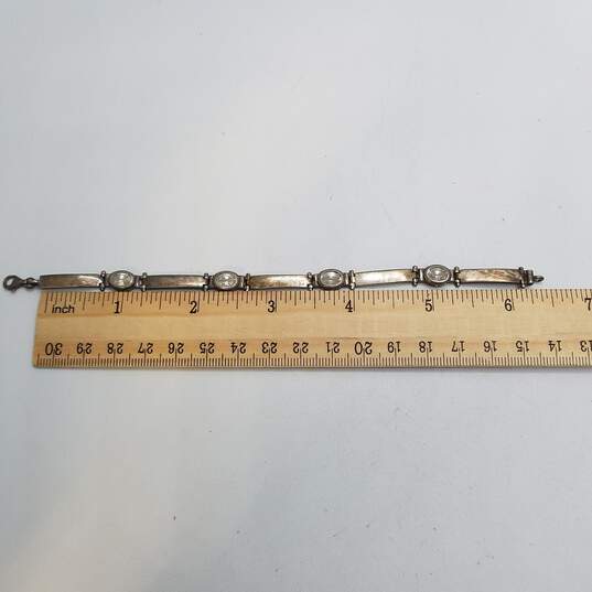 Sterling Silver Crystal Hinge Link 6.5in Bracelet 11.6g image number 5
