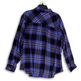 Womens Blue Pink Plaid Long Sleeve Spread Collar Button-Up Shirt Size 2X alternative image