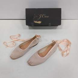 Women's J. Crew Pink Satin Pleated Toe & Ribbon Ballet Slippers Size 5.5 in Original Box