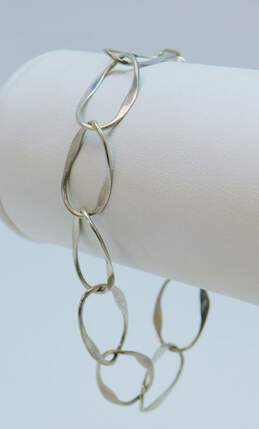Artisan Sterling Silver Dobbs Signed Open Circle Link Chain Bracelet 3.9g alternative image