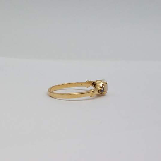 14k Gold Opal Blue Gemstone Size 5.75 Ring 1.8g image number 4