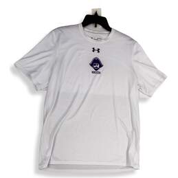 Mens White Soccer Crew Neck Short Sleeve Pullover T-Shirt Size Medium