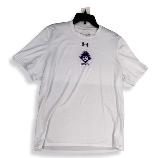 Mens White Soccer Crew Neck Short Sleeve Pullover T-Shirt Size Medium image number 1