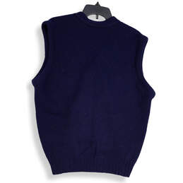 Mens Blue Wool V-Neck Sleeveless Font Button Sweater Vest Size XL alternative image
