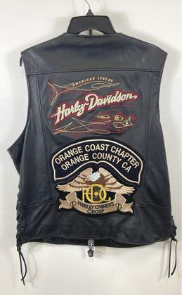 Harley Davidson Men Black Patch Leather Vest Jacket XL alternative image