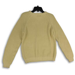 Womens Beige Knitted Long Sleeve Crew Neck Pullover Sweater Size Medium alternative image