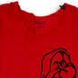 Women's Red Grumpy Short Sleeve Round Neck Graphic Pullover T-Shirt Size L image number 3