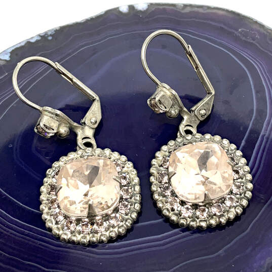 Designer Sorrelli Silver-Tone Life Layered In Sparkle Clip On Drop Earrings image number 4