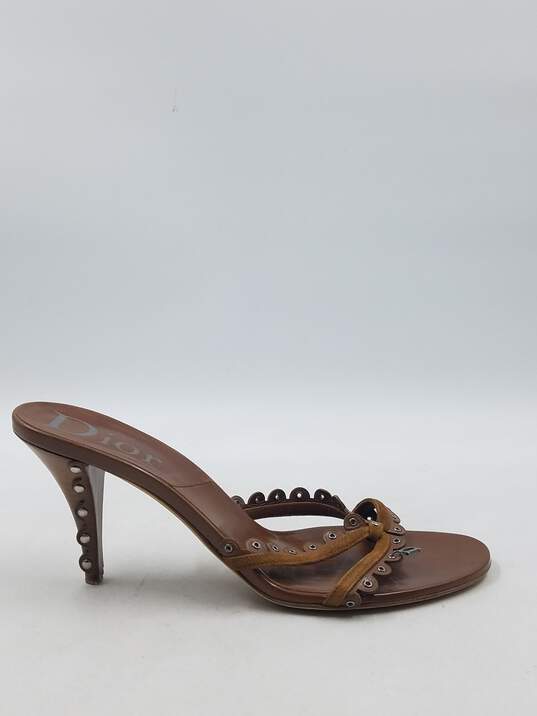 Authentic DIOR Brown Grommet Sandal W 9 image number 1
