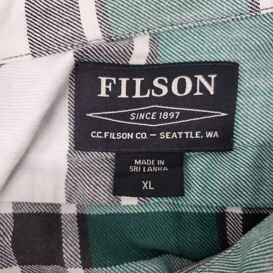 Filson MN's Green Plaid Cotton Long Sleeve Flannel Shirt Size XL image number 3