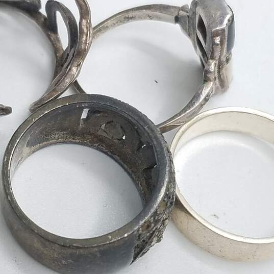 Sterling Silver MOP Onyx Glass Marcasite Ring Bundle 4pcs 17.7g DAMAGED image number 6