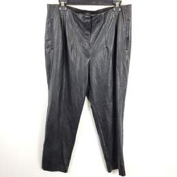 Theory Women Black Faux Leather Straight Pants Sz 14