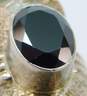 PTI India 925 Onyx Faceted Oval Ridged Band Stamped Textured Long Saddle Ring 12g image number 5