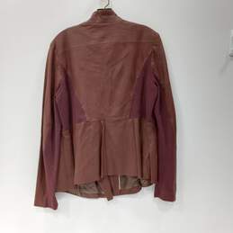 Elie Tahari Women's Burgundy Constance Lambskin Draped Collar  Jacket Size L NWT alternative image